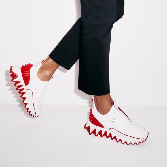 Christian Louboutin SHARKYLOUB SB Spikes Donna Leather Sneakers Shoes - Picture 5 of 14